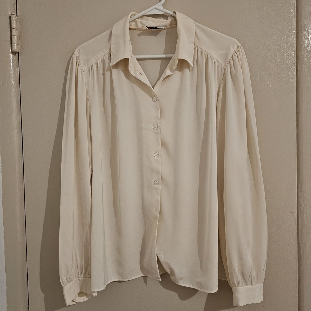 Elegant Cream Button-Down Blouse
